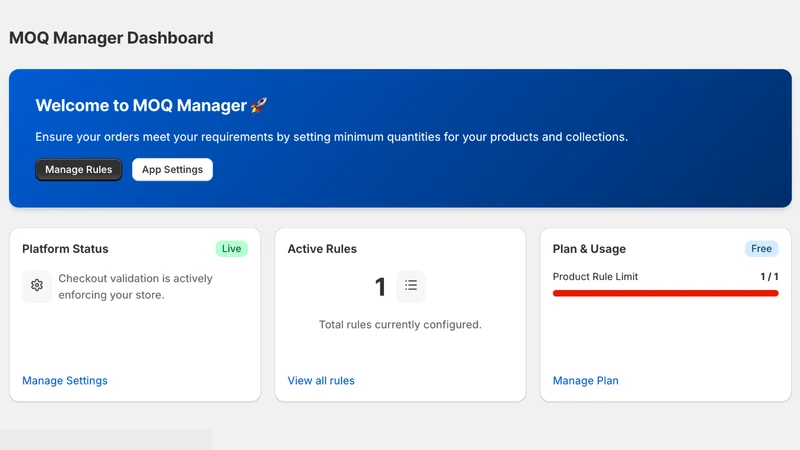 MOQ Manager and Order Limits
