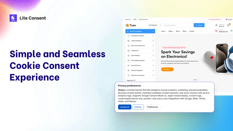 Lite Consent Cookie Banner