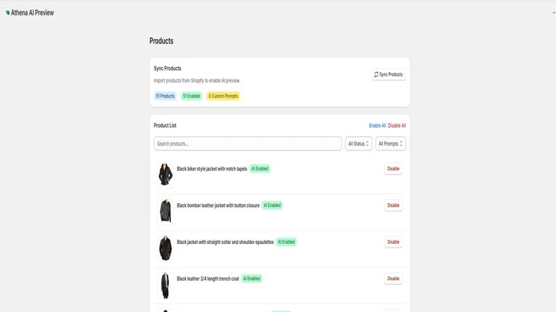 Athena AI Custom Products