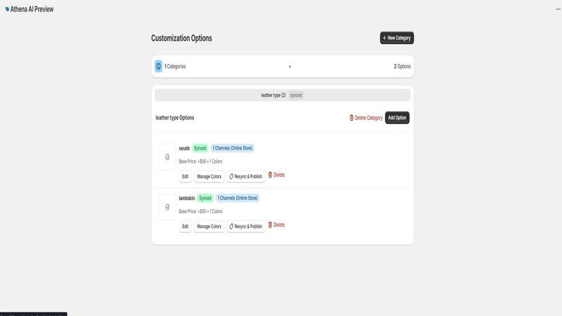 Athena AI Custom Products