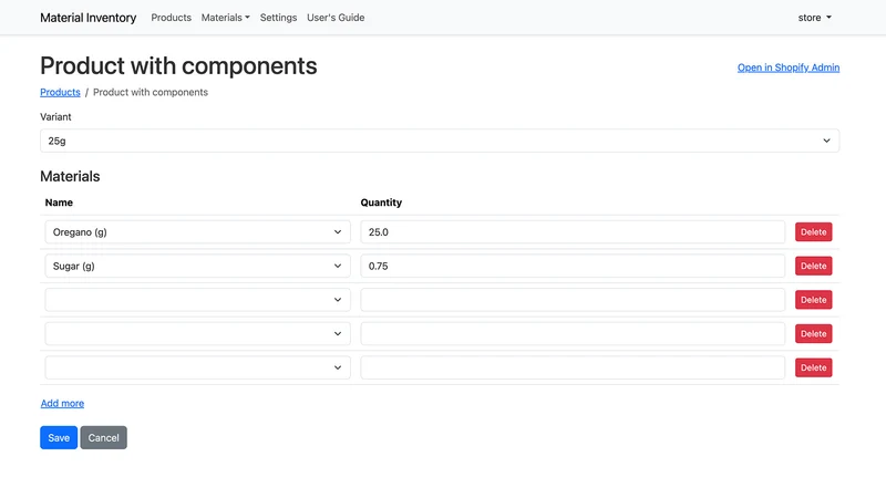 Inventory Material Sync