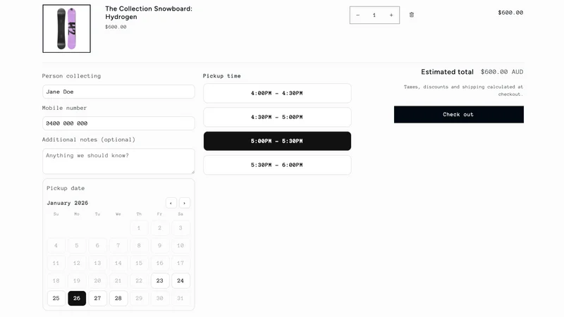 PickupPro – Cart Calendar