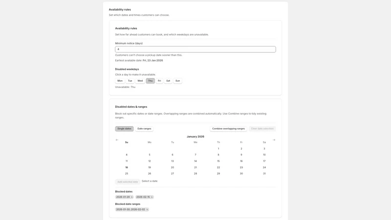 PickupPro – Cart Calendar
