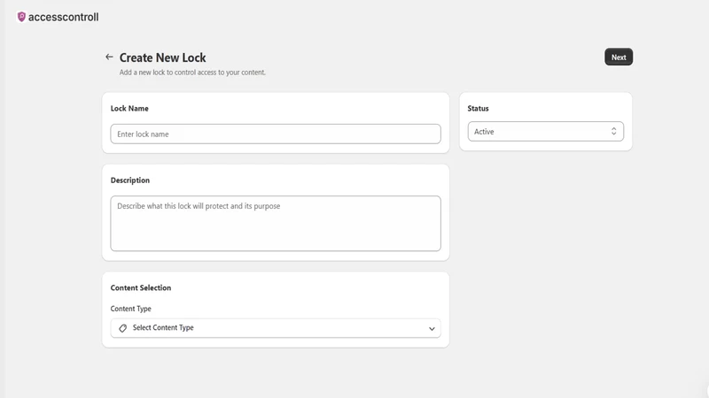 Access Control : Password Page