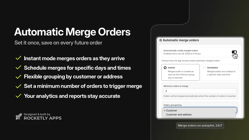 Rocketly: Auto Merge Orders