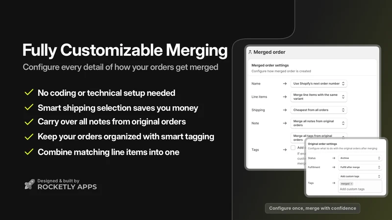 Rocketly: Auto Merge Orders