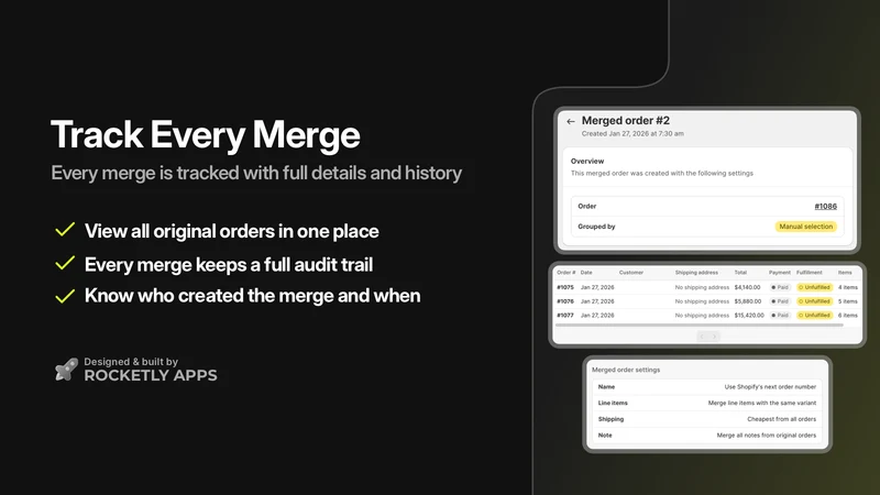 Rocketly: Auto Merge Orders