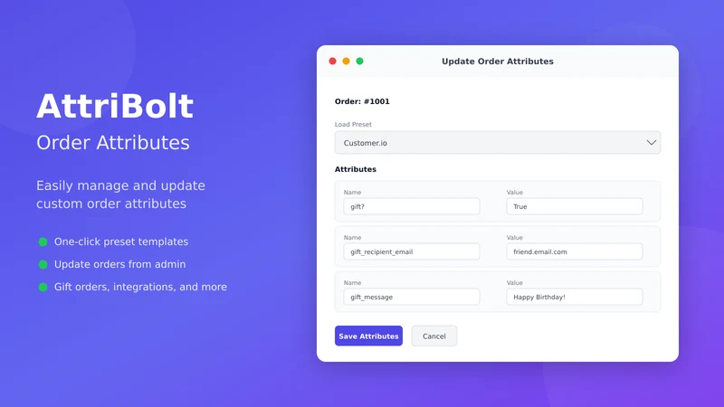 AttriBolt ‑ Order Attributes