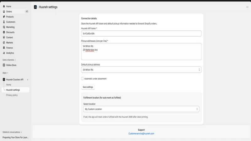 Huuneh Couriers API