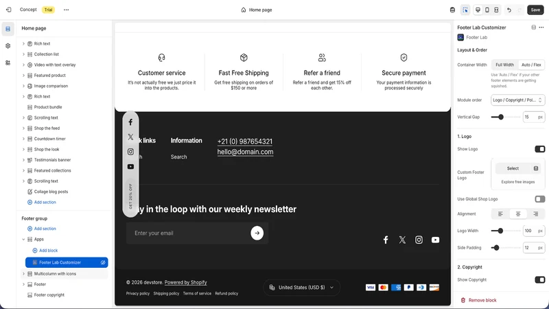 Footer Lab Customizer