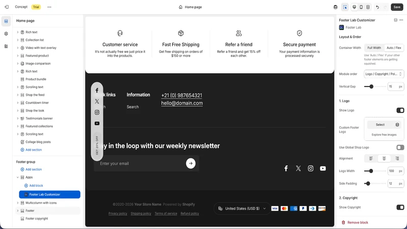 Footer Lab Customizer