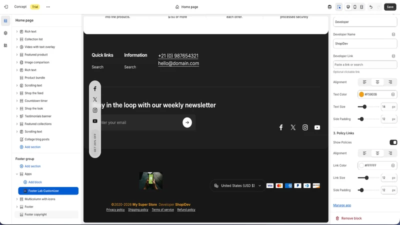 Footer Lab Customizer