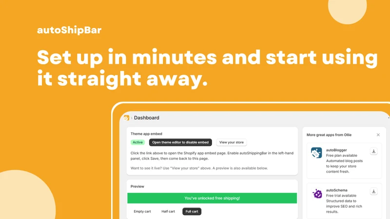 autoShip | Free Shipping Bar
