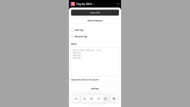 Tag By SKU / Add to Collection