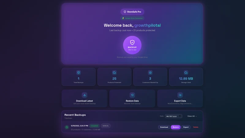 StoreSafe ‑ Backup & Restore