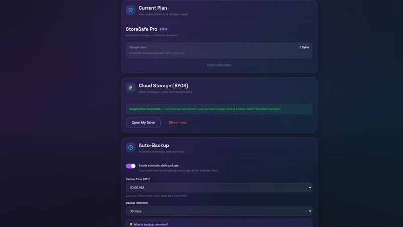 StoreSafe ‑ Backup & Restore