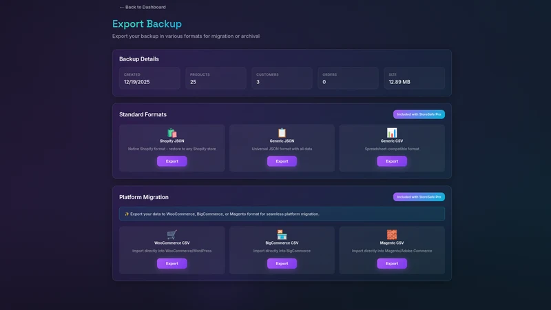 StoreSafe ‑ Backup & Restore