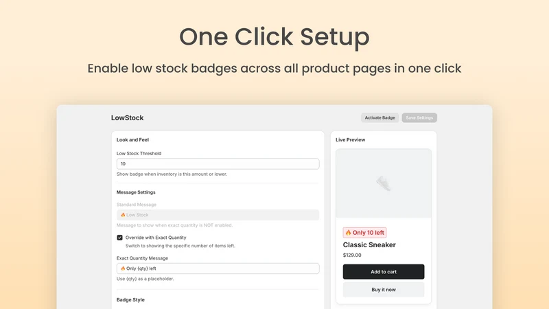 Product Badge ‑ Low Stock