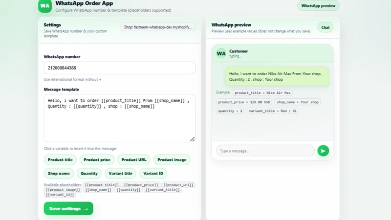 QuickChat Buy ‑ WhatsApp Order