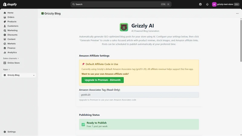 Grizzly AI Blog Post Generator