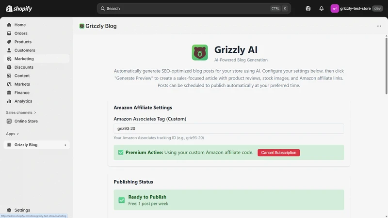 Grizzly AI Blog Post Generator