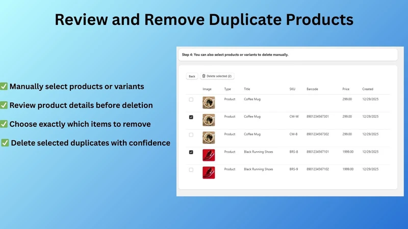 GM Delete Duplicate Products