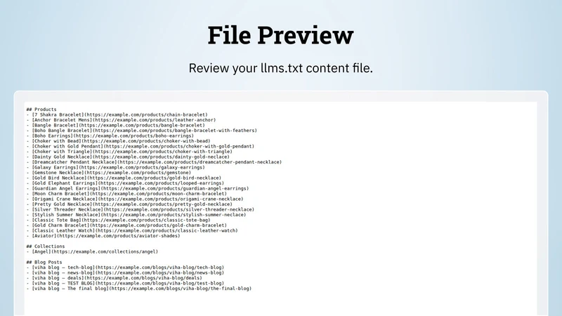 VDCStore LLMs TXT Generator
