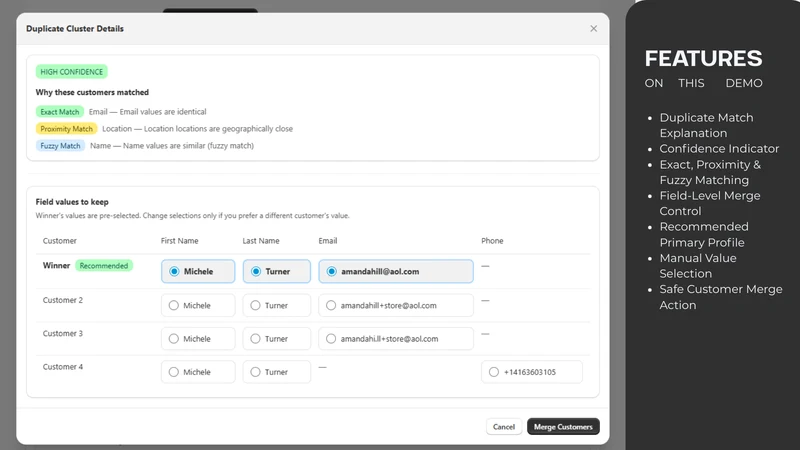 MergeGuard ‑ Merge Customers