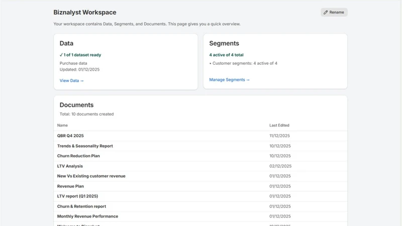 Biznalyst ‑ Customized Agents