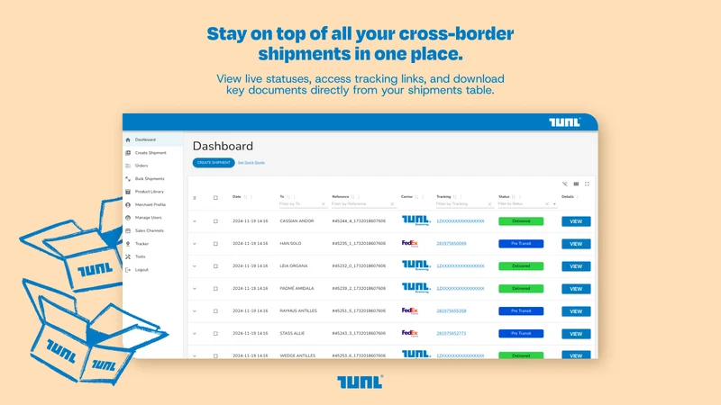 TUNL – Global Shipping from SA