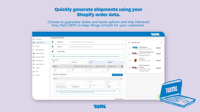 TUNL – Global Shipping from SA