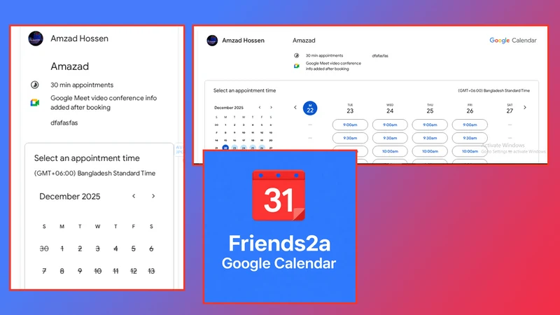 Friends2a Google Calendar