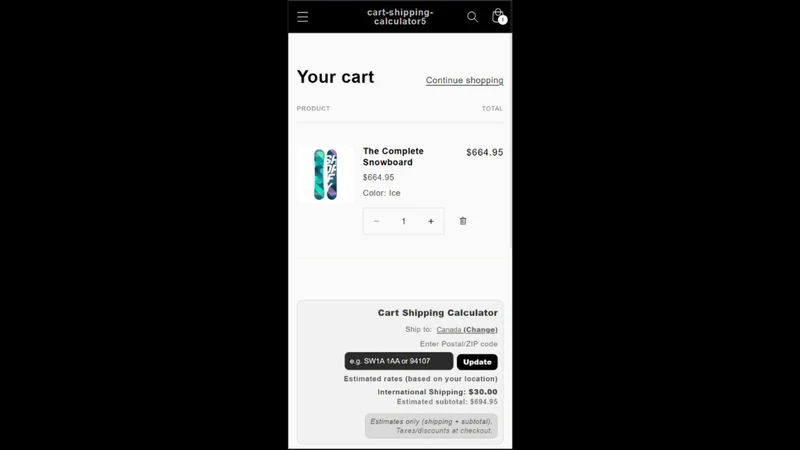 FP1 ‑ Cart Shipping Calculator