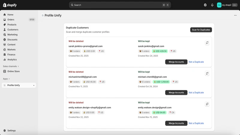 UnifyMate: Merge Customers