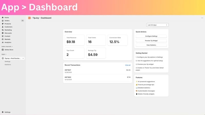 TipJoy – Post Purchase Tips