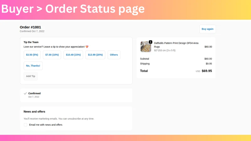 TipJoy – Post Purchase Tips