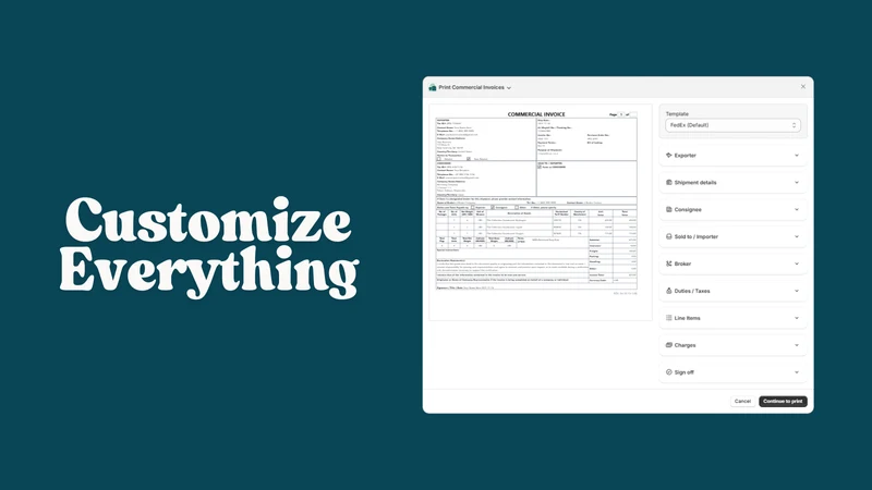 MODS Print Commercial Invoices