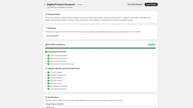 PassportPro ‑ ESPR compliance
