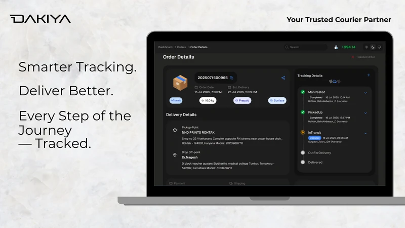 Dakiya: Shipping & Tracking