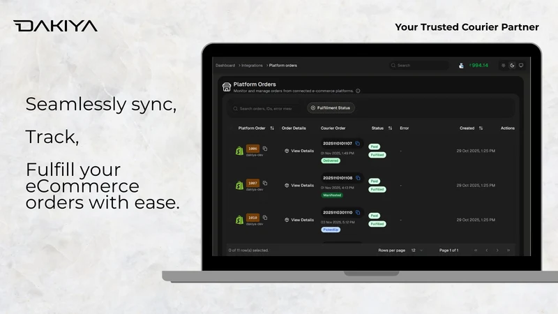 Dakiya: Shipping & Tracking