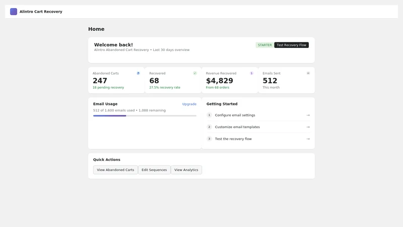 Alintro: Cart Recovery & SMS