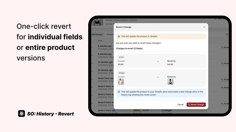 SO: Product History & Revert