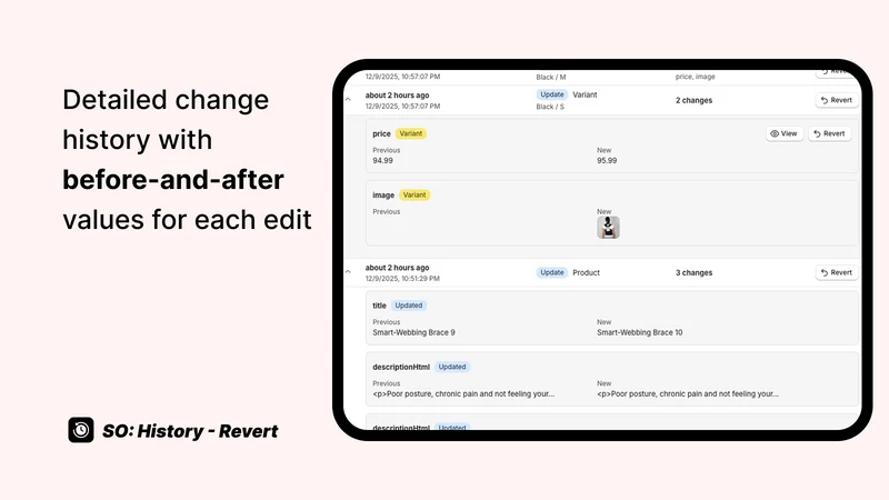 SO: Product History & Revert