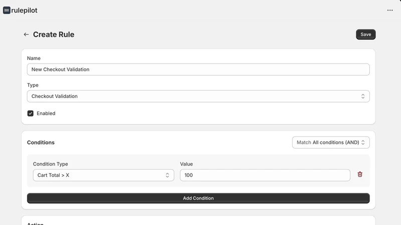 RulePilot – Checkout Rules