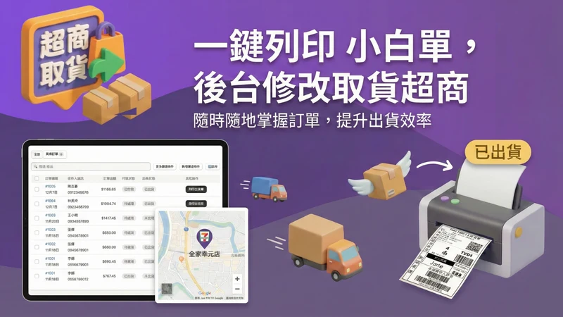台灣超商取貨物流 支援綠界串接 四大超商 貨到付款