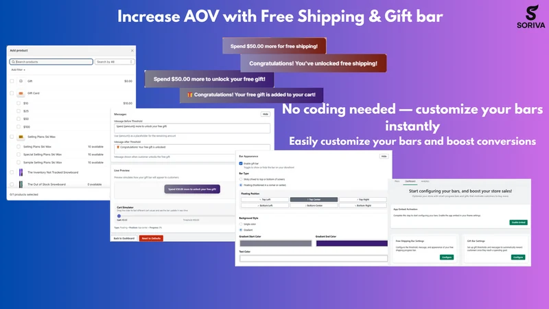 Soriva Free‑Shipping&Gift‑Bar