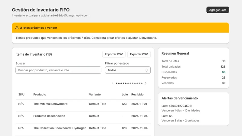 FreshStock ‑ Inventario FIFO