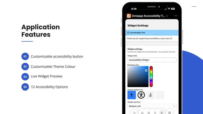 Octa App Accessibility Widget