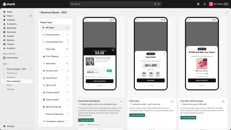 Revenue Boost ‑ Cart Recovery