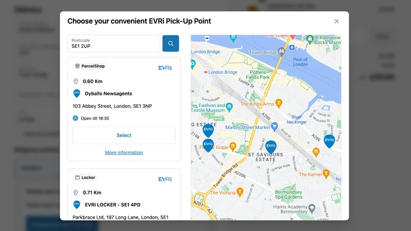 EVRi Parcelshop Locator